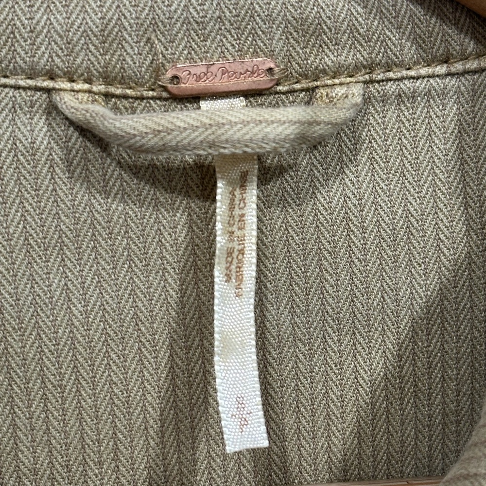 Free People embellished military jacket size SMALL distressed beaded shacket - Picture 9 of 12